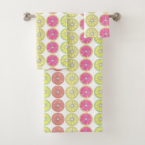 Citrus Fruit Slice Orange Lemon Lime Grapefruit Bath Towel Set