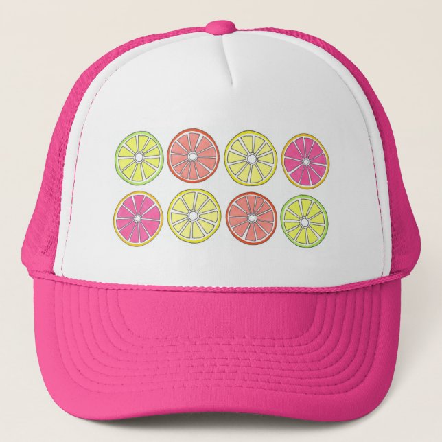 Citrus Fruit Slice Orange Lemon Lime Grapefruit Trucker Hat (Front)