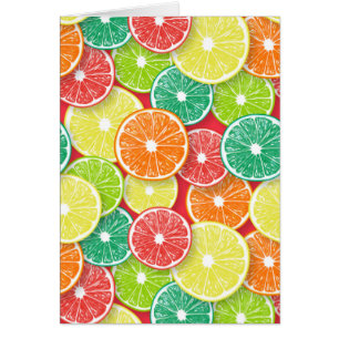 Citrus fruit slices pop art 2 cards