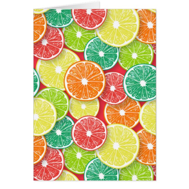 Citrus fruit slices pop art 2 cards (Front)
