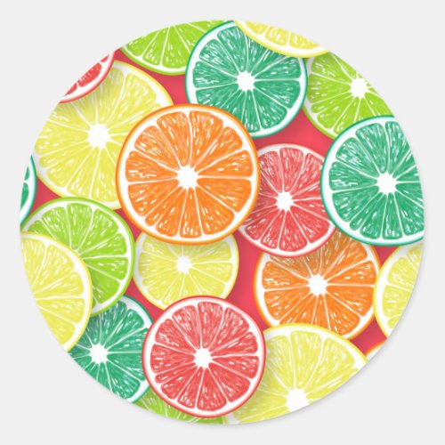 Citrus fruit slices pop art 2 classic round sticker