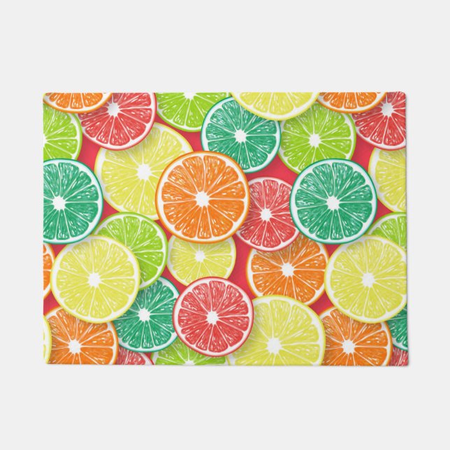 Citrus fruit slices pop art 2 doormat (Front)