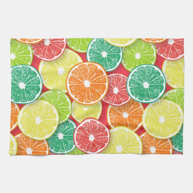 Citrus fruit slices pop art 2 kitchen towel (Horizontal)
