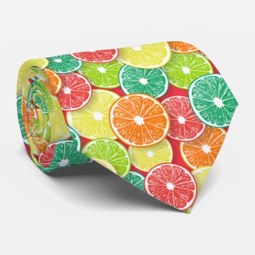 Citrus fruit slices pop art 2 neck tie