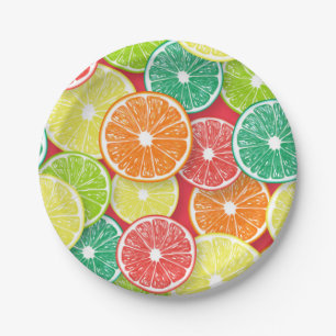 Citrus fruit slices pop art 2 paper plates