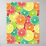 Citrus fruit slices pop art 2 poster<br><div class="desc">Hand drawn vector pattern with various slices of citrus fruit</div>