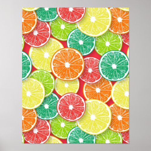 Citrus fruit slices pop art 2 poster