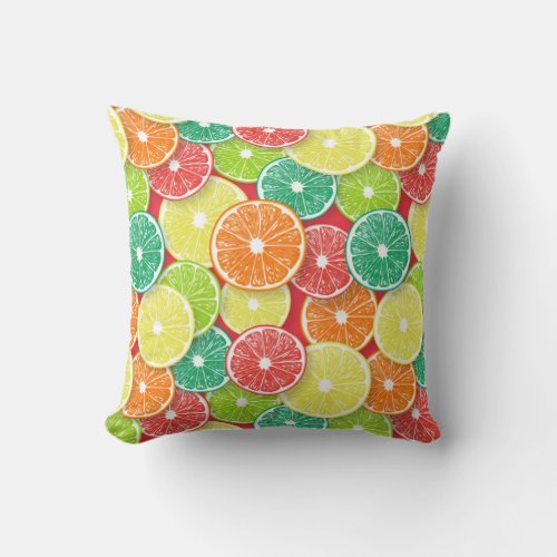 Citrus fruit slices pop art 2 throw pillow