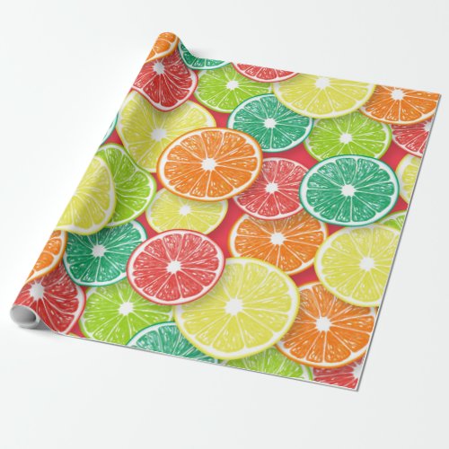 Citrus fruit slices pop art 2 wrapping paper