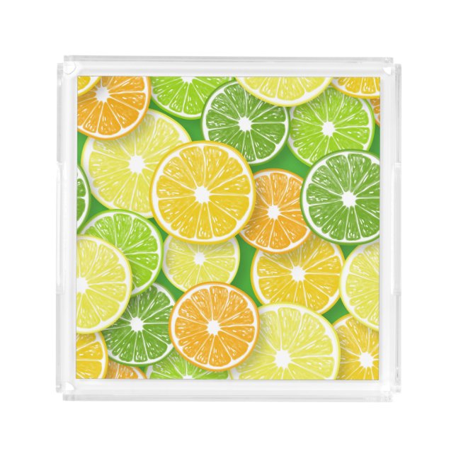 Citrus fruit slices pop art 3 acrylic tray (Front)