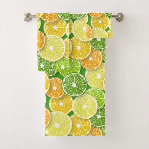 Citrus fruit slices pop art 3 bath towel set
