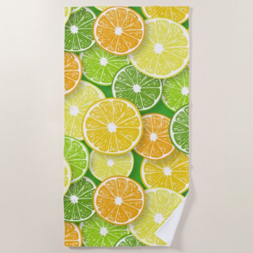 Citrus fruit slices pop art 3 beach towel