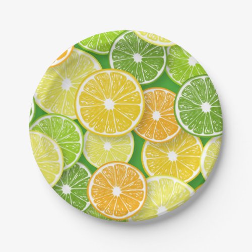 Citrus fruit slices pop art 3 paper plates