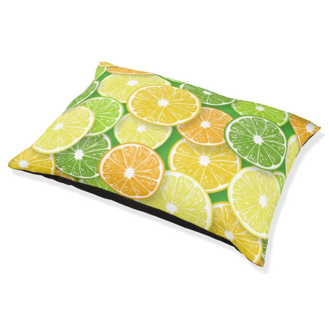Citrus fruit slices pop art 3 pet bed (Angled)