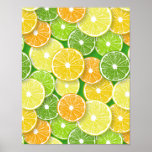 Citrus fruit slices pop art 3 poster<br><div class="desc">Hand drawn vector pattern with various slices of citrus fruit</div>