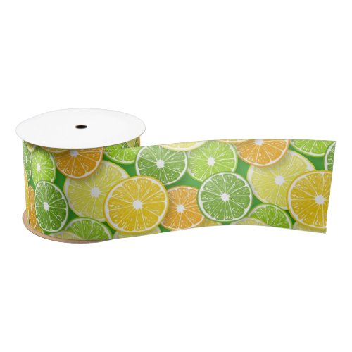 Citrus fruit slices pop art 3 satin ribbon