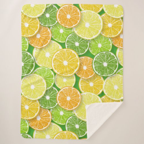 Citrus fruit slices pop art 3 sherpa blanket