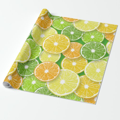 Citrus fruit slices pop art 3 wrapping paper