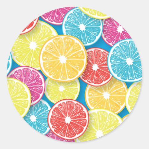 Citrus fruit slices pop art classic round sticker