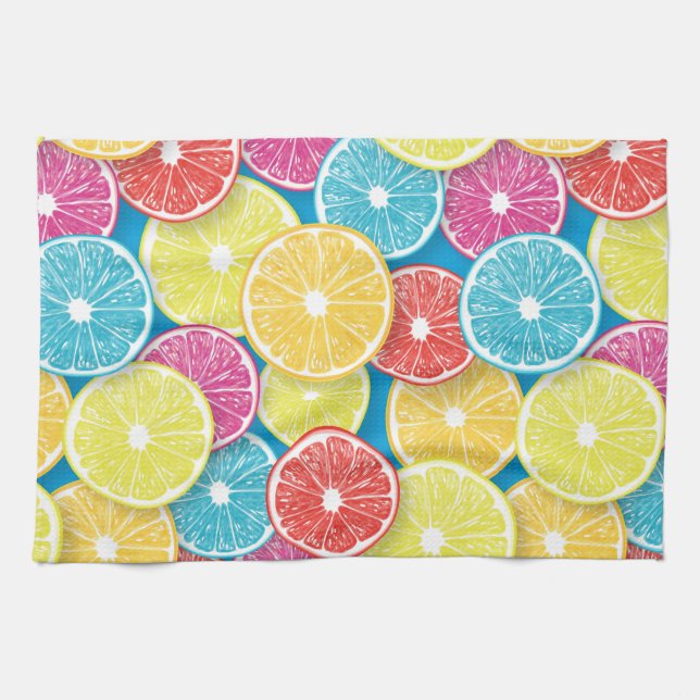 Citrus fruit slices pop art kitchen towel (Horizontal)