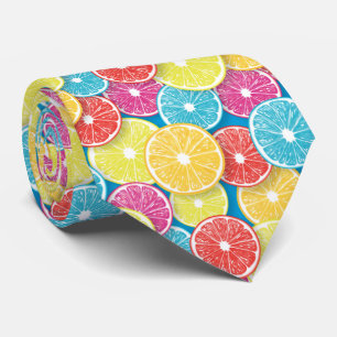 Citrus fruit slices pop art neck tie