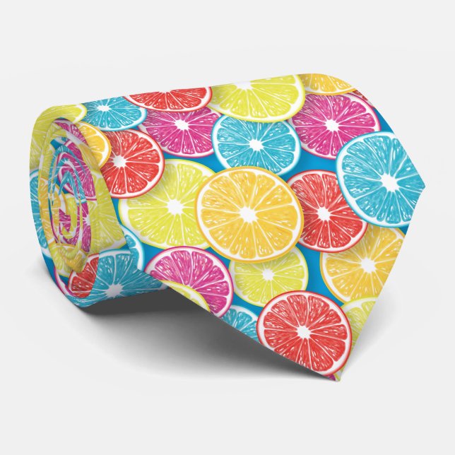 Citrus fruit slices pop art neck tie (Rolled)