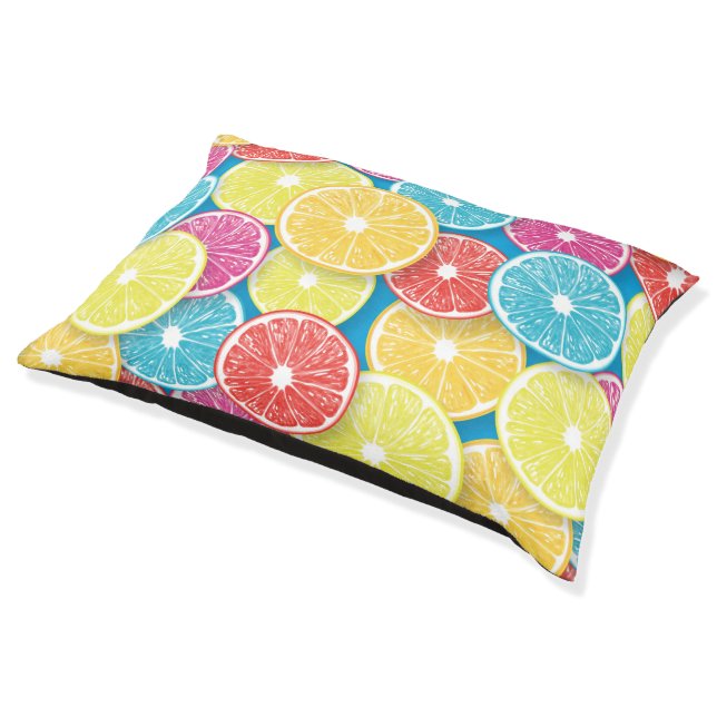 Citrus fruit slices pop art pet bed (Angled)