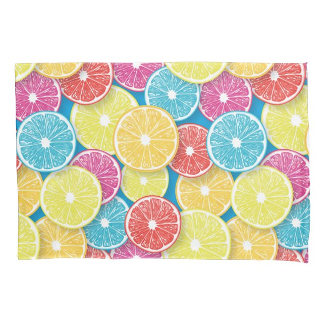 Citrus fruit slices pop art pillow case (Front)