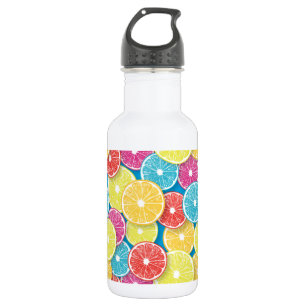 Citrus fruit slices pop art stainless steel water bottle
