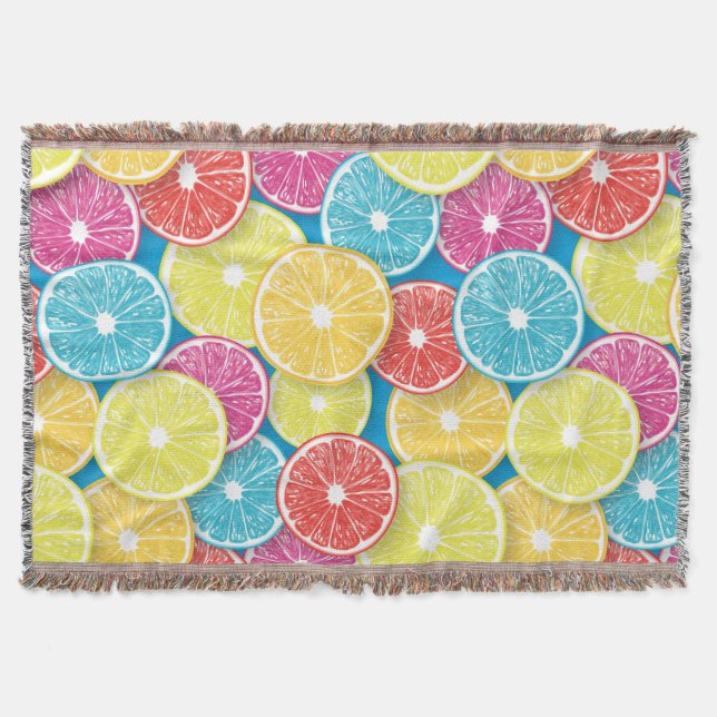 Citrus fruit slices pop art throw blanket (Front)