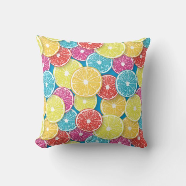 Citrus fruit slices pop art throw pillow (Front)