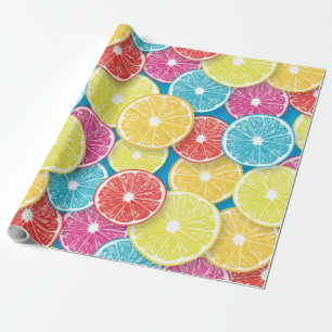 Citrus fruit slices pop art wrapping paper