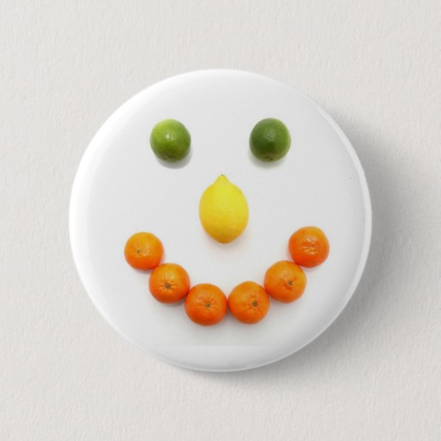 Citrus Fruit Smile Pinback Button (Front)