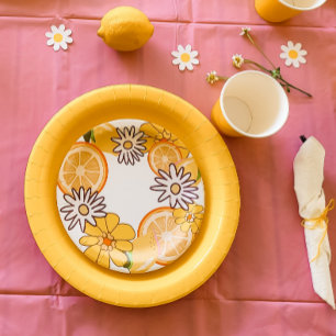 Citrus Fruit Summer Floral Paper Plates