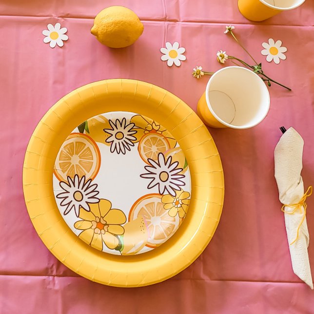 Citrus Fruit Summer Floral Paper Plates (Creator Uploaded)