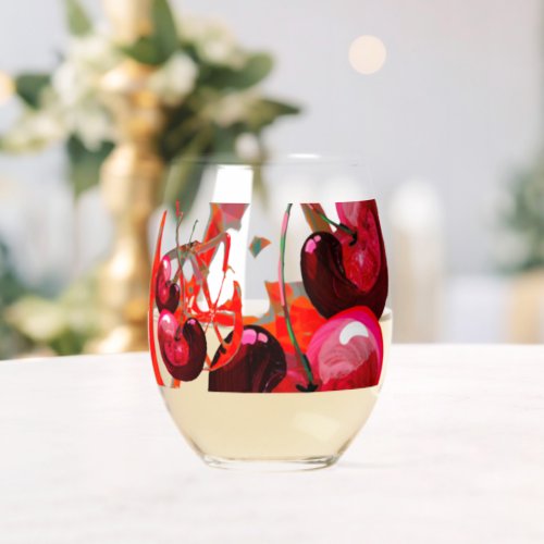 Citrus fruit summer party July celebrate Stemless Wine Glass