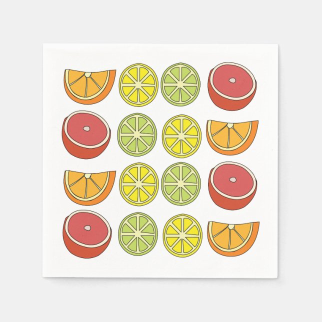 Citrus Fruit Summer Party Napkins (Front)