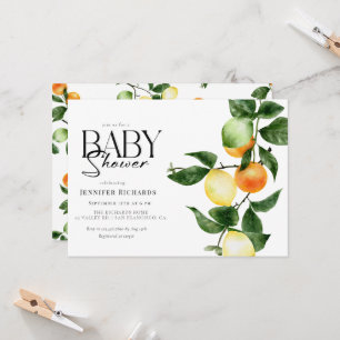 Citrus Fruit   Watercolor Baby Shower Invitation