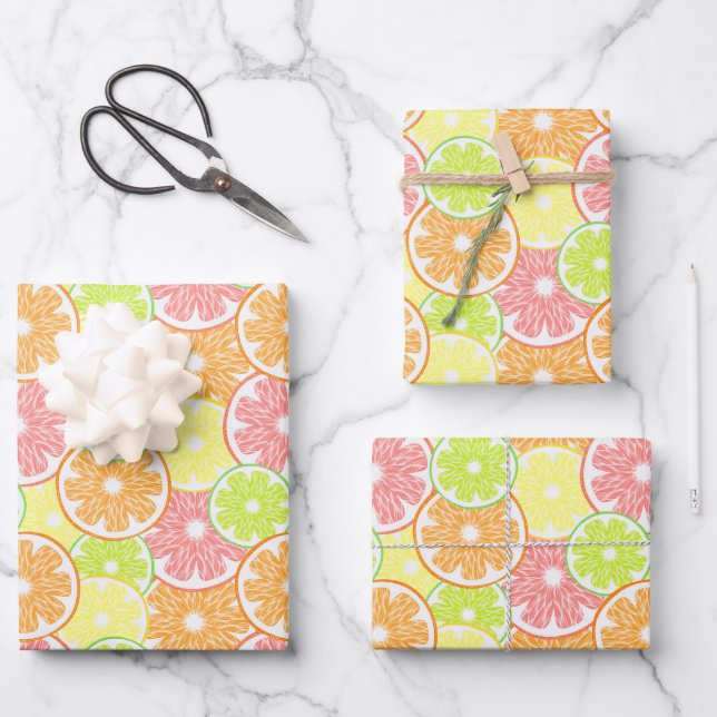 Citrus Fruit Wrapping Paper Sheets (Front)