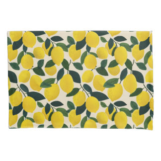 Citrus Fruit Yellow Lemons Pattern Mediterranean  Pillow Case