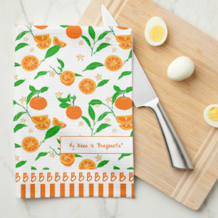 Citrus Fruits Art Handdrawn Oranges Pattern  Kitchen Towel