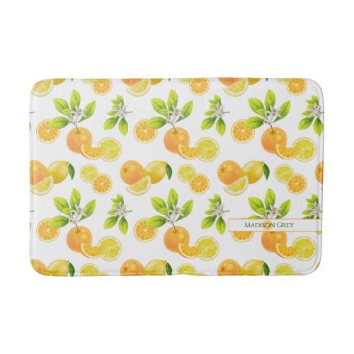 Citrus Fruits Art Oranges and Lemons Patten Bath Mat