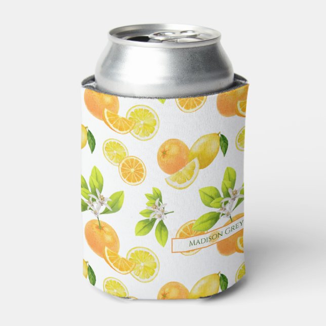 Citrus Fruits Art Oranges and Lemons Patten Can Cooler (Can Front)