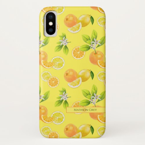 Citrus Fruits Art Oranges and Lemons Patten iPhone X Case