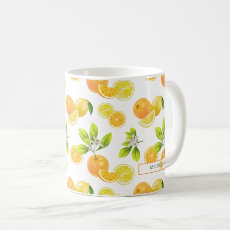 Citrus Fruits Art Oranges And Lemons Patten Coffee Mug