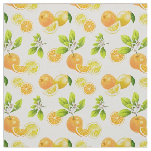 Citrus Fruits Art Oranges and Lemons Patten Fabric