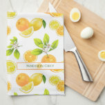 Citrus Fruits Art Oranges and Lemons Patten Kitchen Towel<br><div class="desc">Beautiful and realistic watercolor citrus fruits pattern featuring oranges,  lemons,  citrus fruits leaves and lovely blossoms with a name label.
Personalize by changing the name or customize further to add your own touch.</div>