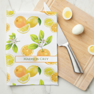 Citrus Fruits Art Oranges and Lemons Patten Kitchen Towel