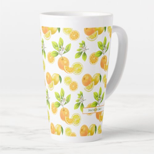 Citrus Fruits Art Oranges and Lemons Patten Latte Mug