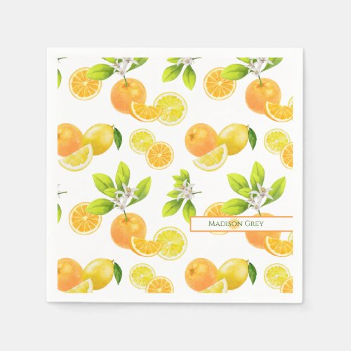 Citrus Fruits Art Oranges and Lemons Patten Napkins